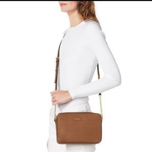 NWT Michael Kors Jet Set Large Saffiano Leather Crossbody Bag